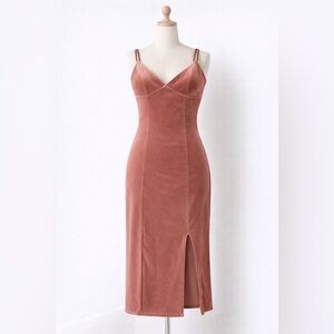 Long Velvet Dress - Dusty Rose